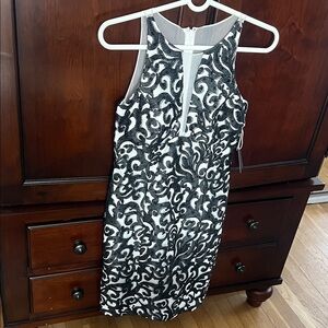 Aidan Mattox Black and White Swirl Mini Dress